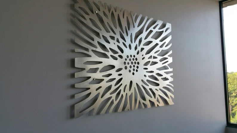 Floral Metal Art Panel - Unique Laser Cut Metal Wall Art - Metal Living Room Decor | Laser Cut Art | Made in Canada - Model # WD908-Taimco