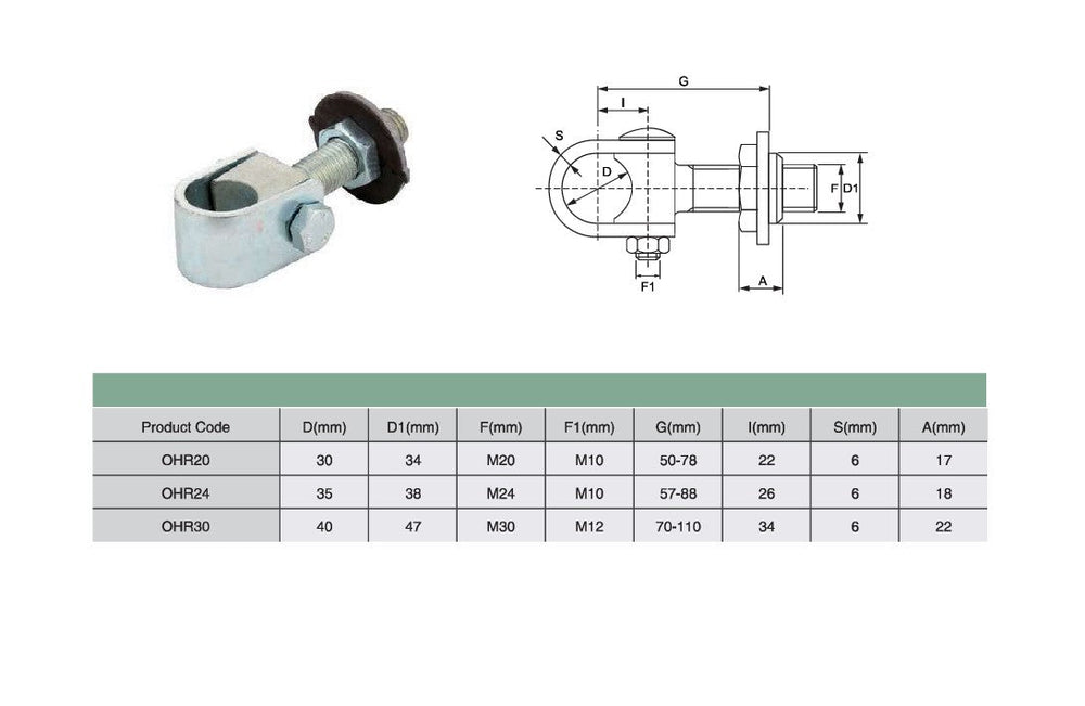 Galvanized Adjustable Gate hinge With Wrap Round | Model # OHR ( Pack of 100 )-Taimco