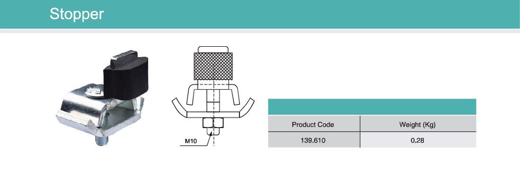 Gate Stopper for C-Rail with Rubber for Sliding Hanging Door | Model # STP139 ( Pack of 100 )-Taimco