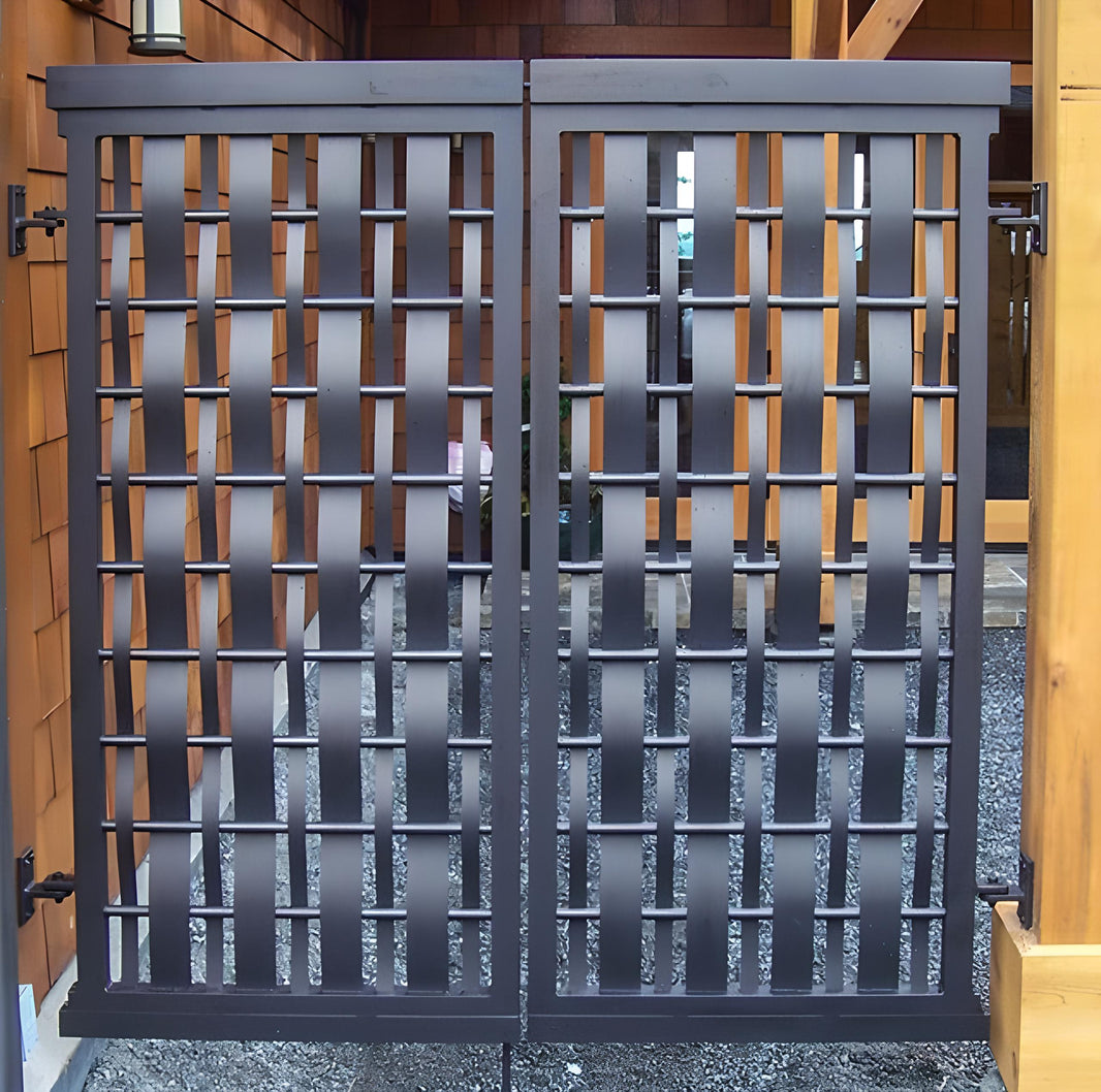 Glossy Finishing Overlapping Pattern Iron Garden Gate | Custom Fabrication Metal Back Yard Gate | Made in Canada– Model # 253-Taimco