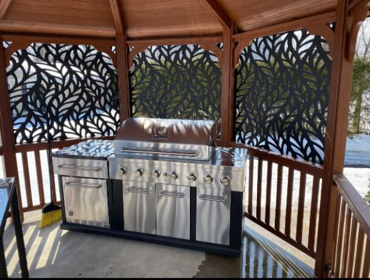 Gorgeous Gazebo and Pergola Privacy Screens | Heavy Duty Metal Leaf Design Privacy Panel | Made in Canada – Model # PP583-Taimco