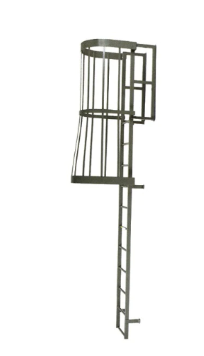 Heavy Duty Metal Cage Ladder With Low Access to Roof with Platform Model SL1481-Taimco