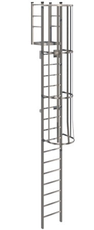 Heavy Duty Metal Cage Ladder With Low Access to Roof with Platform Model SL1481-Taimco