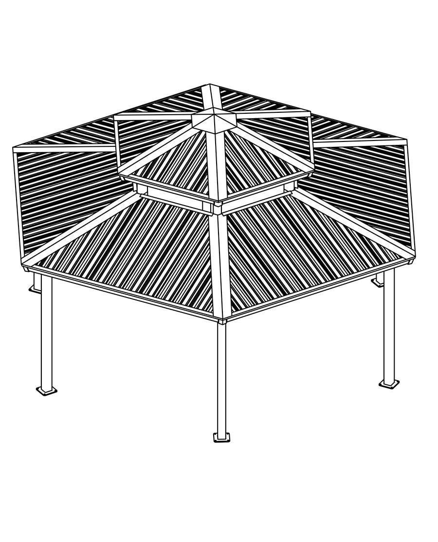 Hexagon Tow Tiers Steel Structure Park Gazebo | Model # GAZH2T-Taimco