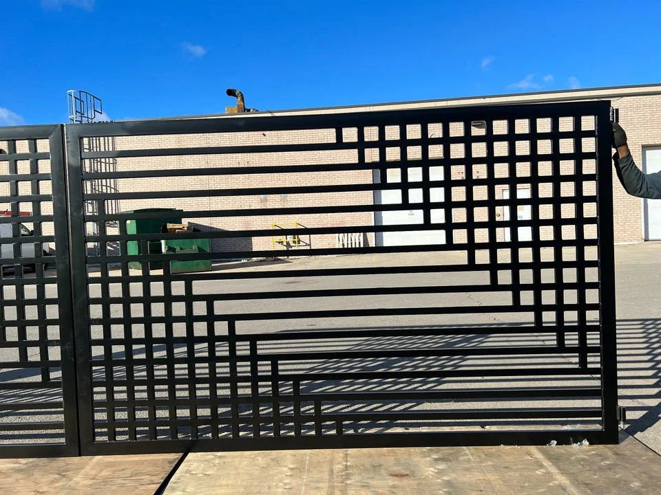 Modern Unique Square Box Design Driveway Gate |Ready to ship | Made In Canada – Model # 057R-Taimco