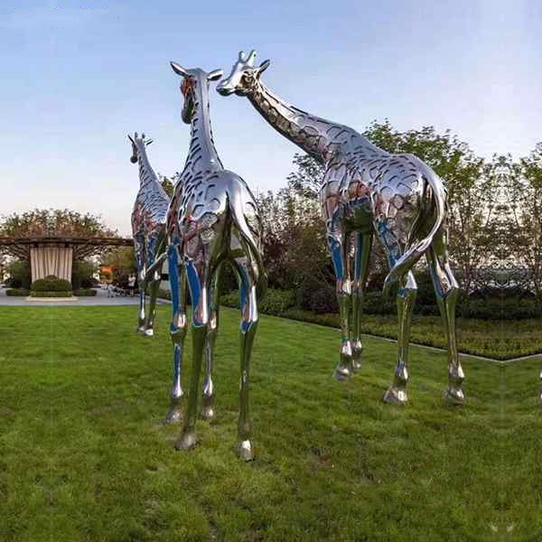 Large Metal Giraffe Sculpture Theme Park Decor Model # MSC1282-Taimco