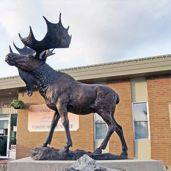 Large Outdoor Bronze Moose Lawn Statue Model # MSC1268-Taimco