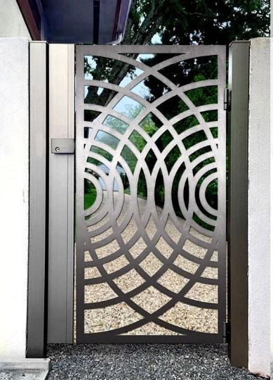 Laser Cut Artistic Circular Overlap Design Iron Yard Gate| Custom Fabrication Metal Garden Gate| Made in Canada – Model # 741-Taimco