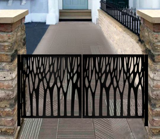 Laser Cut Artistic Design Metal Garden Gate | Custom Fabrication Branch Design Metal Pool Gate | Made in Canada – Model # 243-Taimco