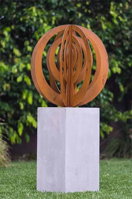 Luna Rings Sculpture - Outdoor and Indoor Sculpture - Metal Art Decorative Peace | Metal Art Accent - Model # MA1159-Taimco