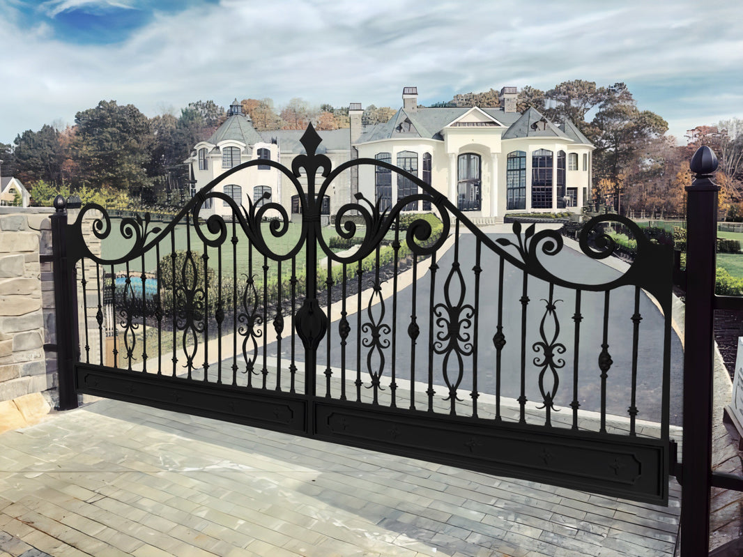 Luxurious Royal Majestic Modern Art Metal Entry Gate | Wrought Iron Gate Custom Fabrication Driveway Gate | Made in Canada – Model 177-Taimco