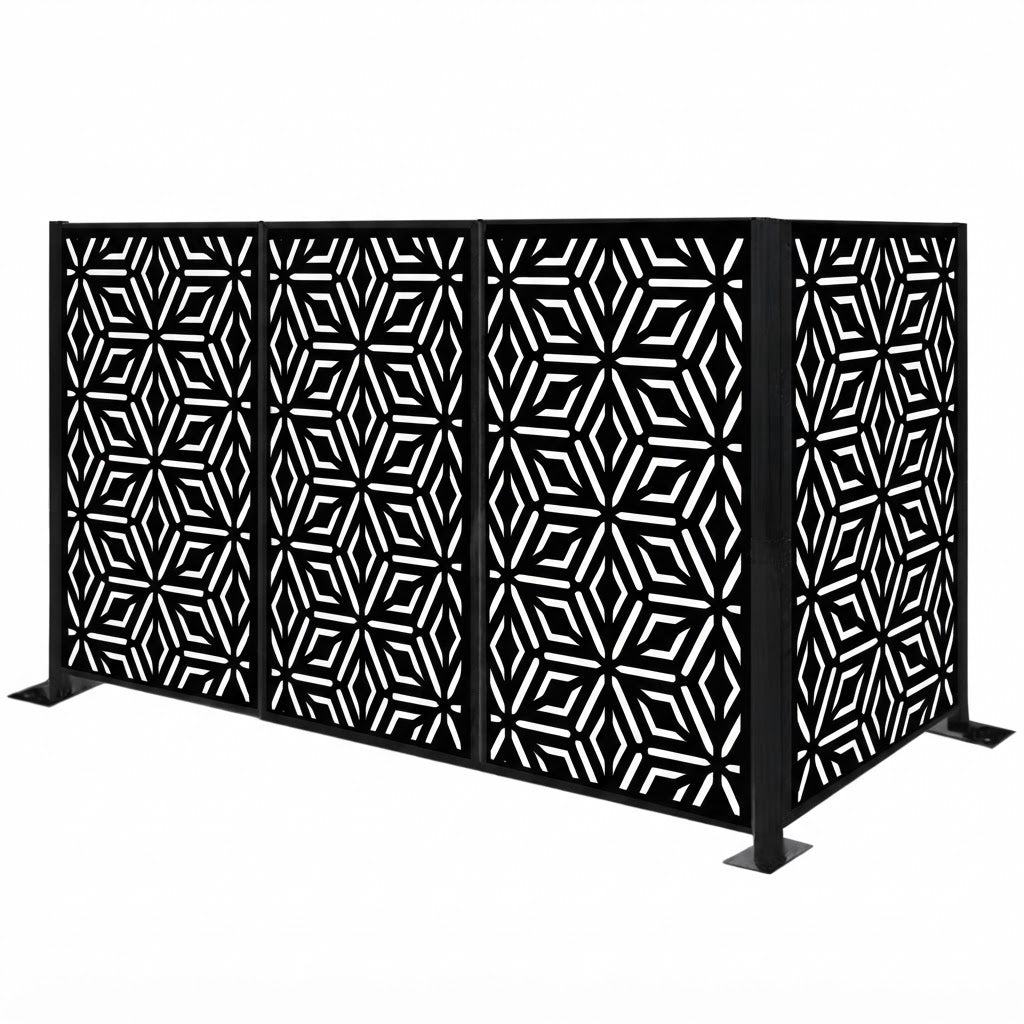 Modern Geometric Metal Privacy Screen | Steel Privacy Panel