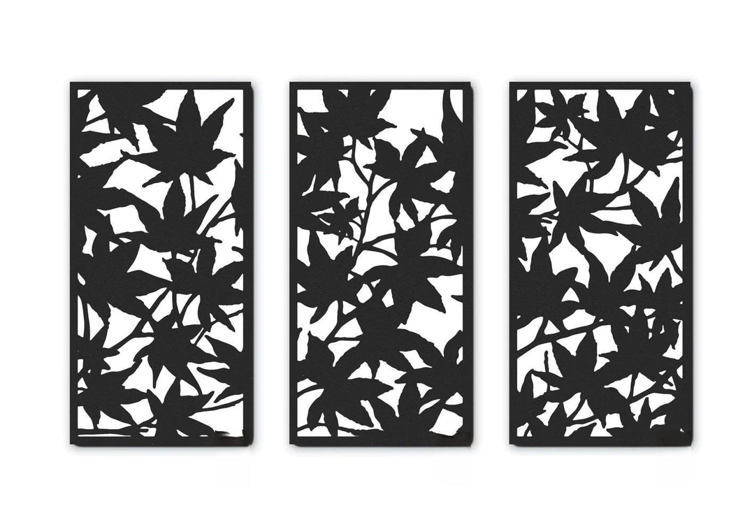 Maple Leaf Triptych Laser Cut Design | Wall Decorative Panels | Metal Art Accent - Model # WD914-Taimco