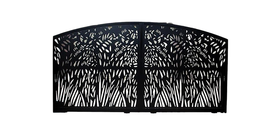 Modern Laser Cut Bush Design Entry Gate| Custom Fabrication Heavy Duty Metal Driveway Gate | Made in Canada– Model # 184