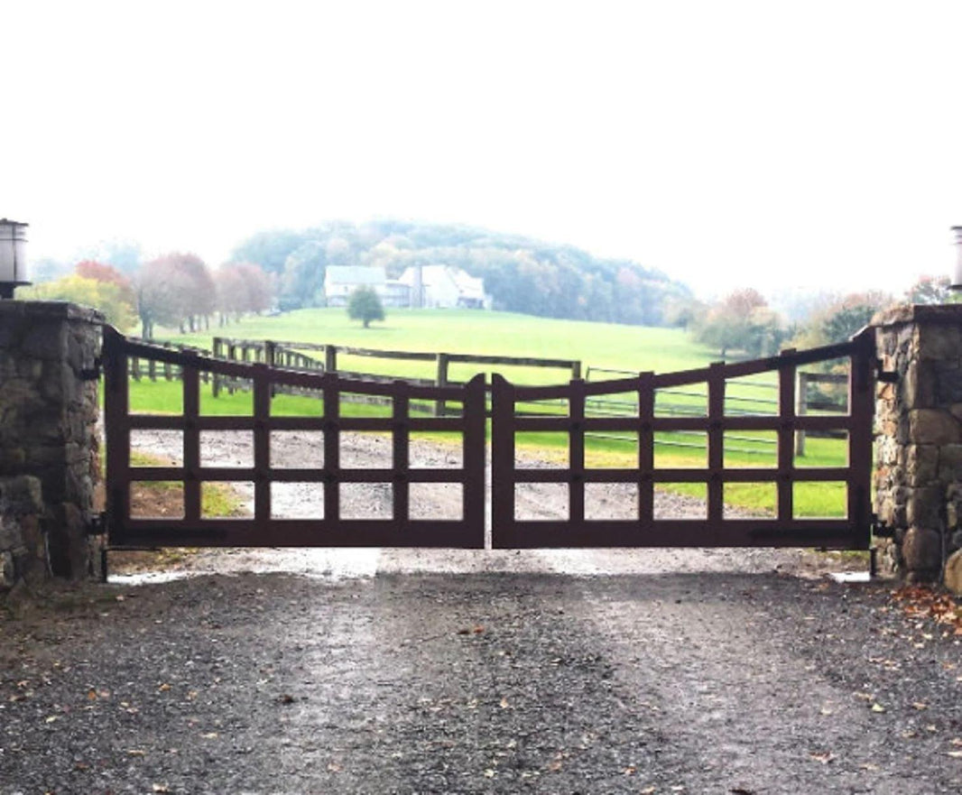 Modern Residential &amp; Ranch Gorgeous &amp; Simple Metal Driveway Gate – Farms Gates ﻿| Square Cut Heavy Duty Driveway Gate | Made in CANADA – Model # 496-Taimco