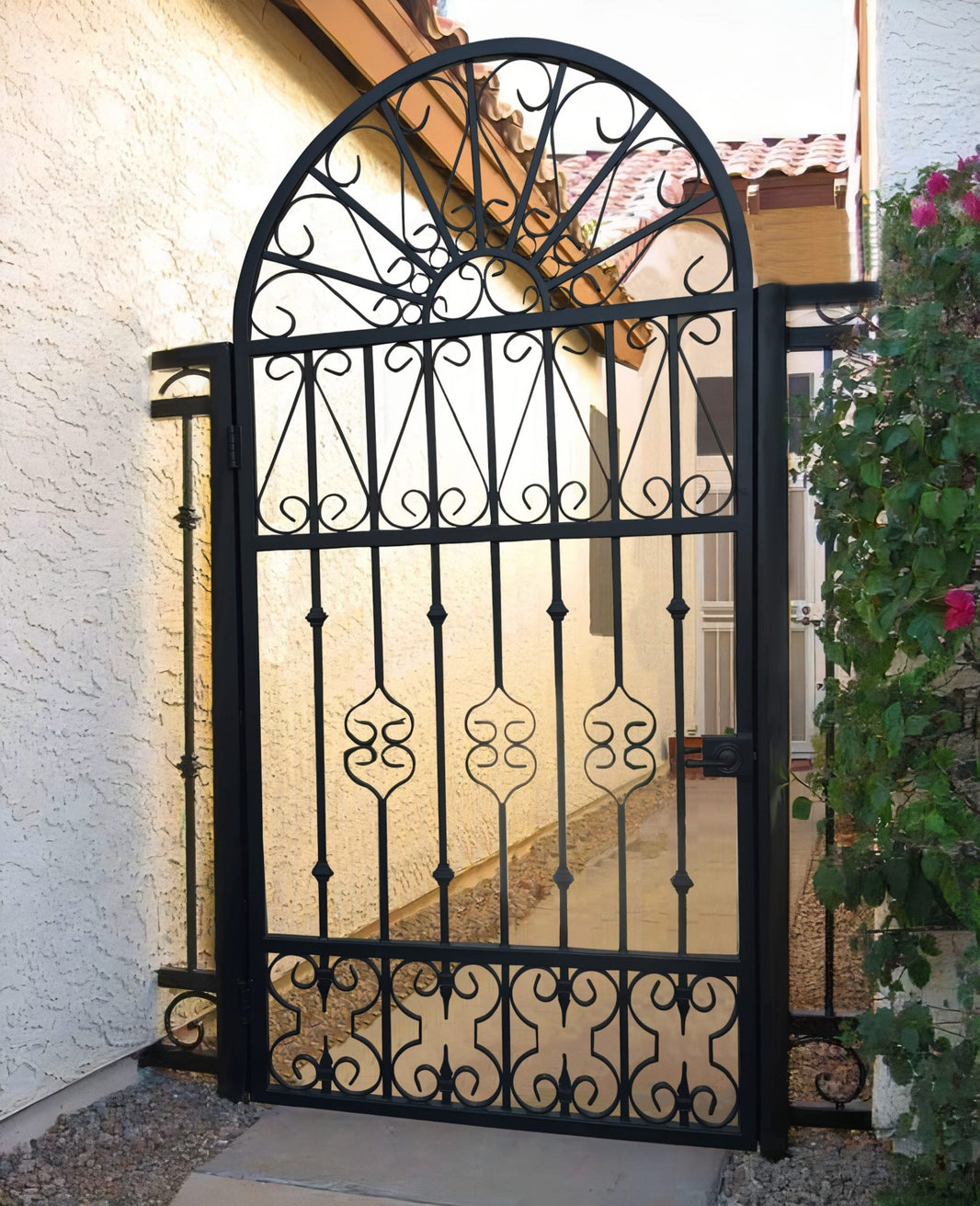 Modern Spiral Vintage Doodle Design Iron Fence Garden Gate | Custom Fabrication Metal Pool Gate |Made in Canada – Model # 340-Taimco