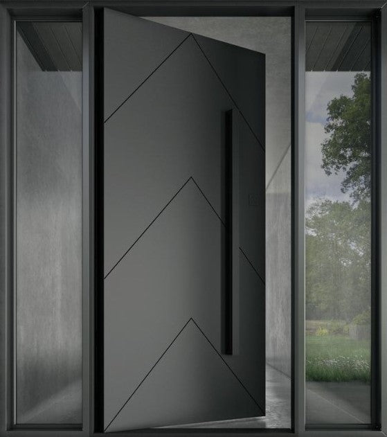 Modern Steel design Door | Square Top With kickplate | Model # IWD 986-Taimco