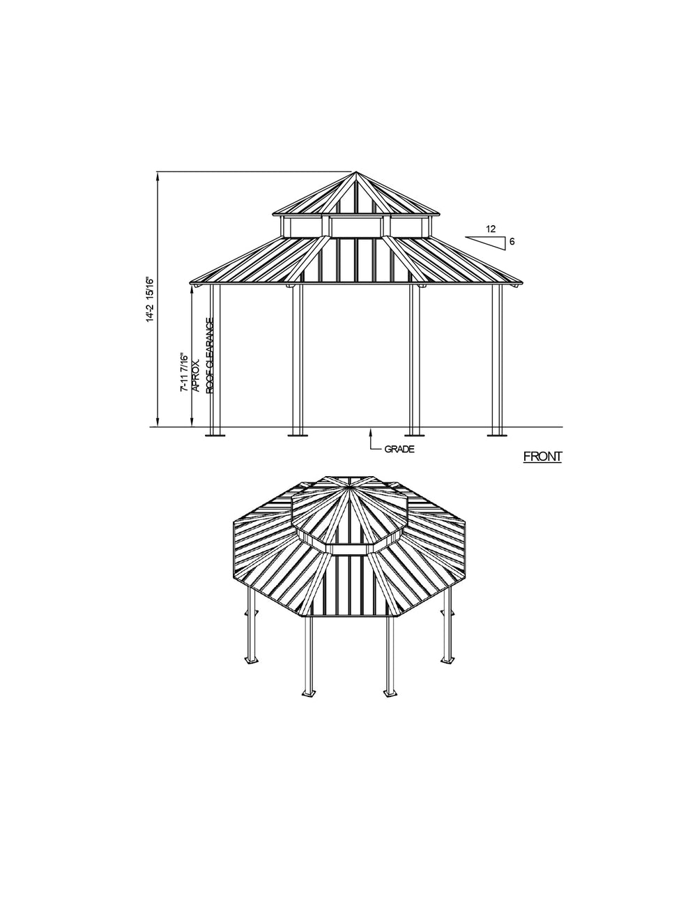 Octagon Two Tiers Steel Structure Park Gazebo 26' | Model # GAZO2T-Taimco