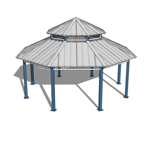 Octagon Two Tiers Steel Structure Park Gazebo 26' | Model # GAZO2T-Taimco