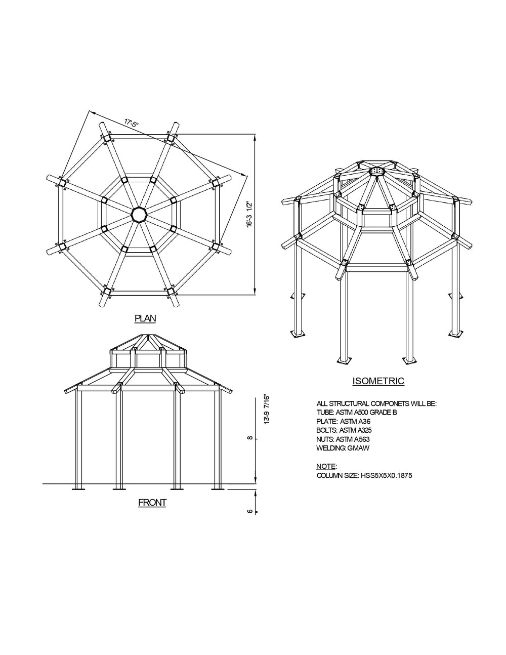 Octagon Two Tiers Steel Structure Park Gazebo 26' | Model # GAZO2T-Taimco