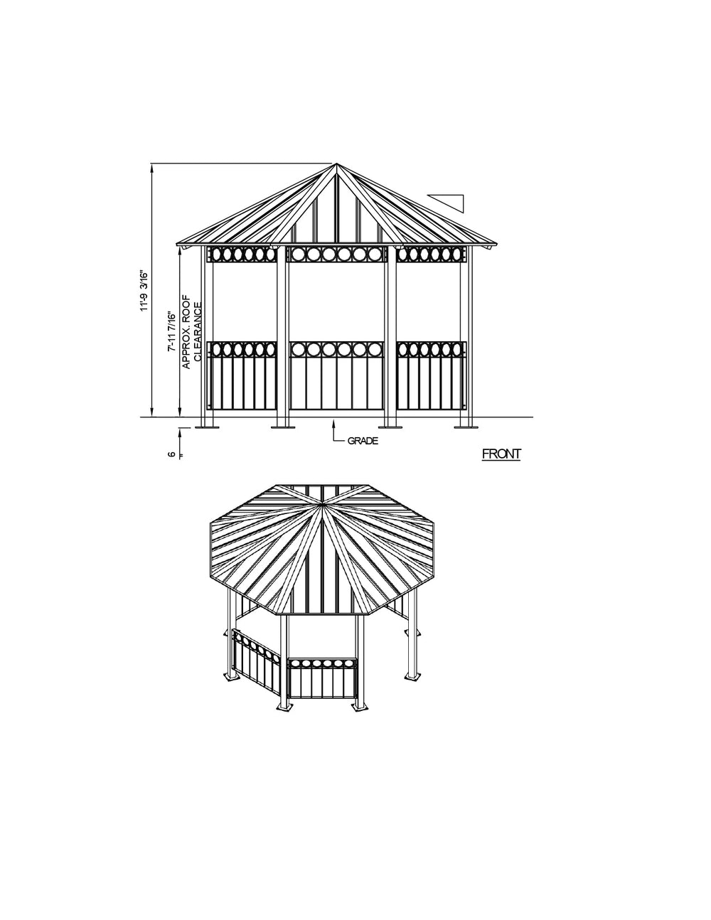 Octagon Two Tiers Steel Structure Park Gazebo 26' | Model # GAZO2TN-Taimco