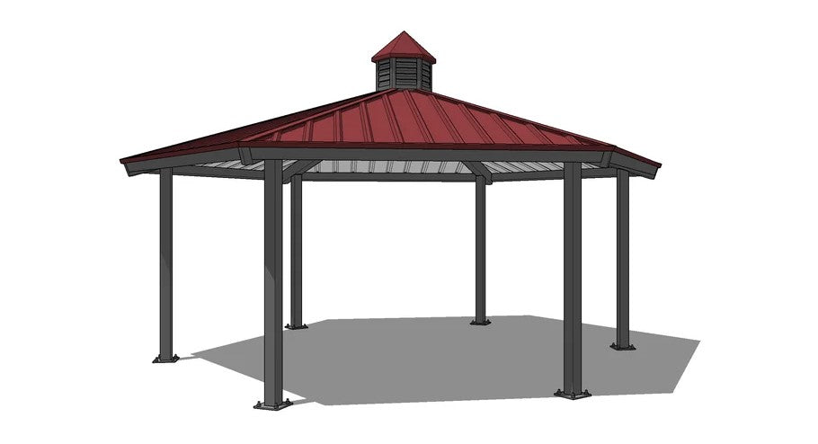 Octagon Two Tiers Steel Structure Park Gazebo 26' | Model # GAZO2TN-Taimco