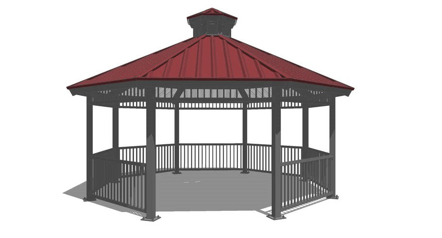 Octagon Two Tiers Steel Structure Park Gazebo 26' | Model # GAZO2TN-Taimco