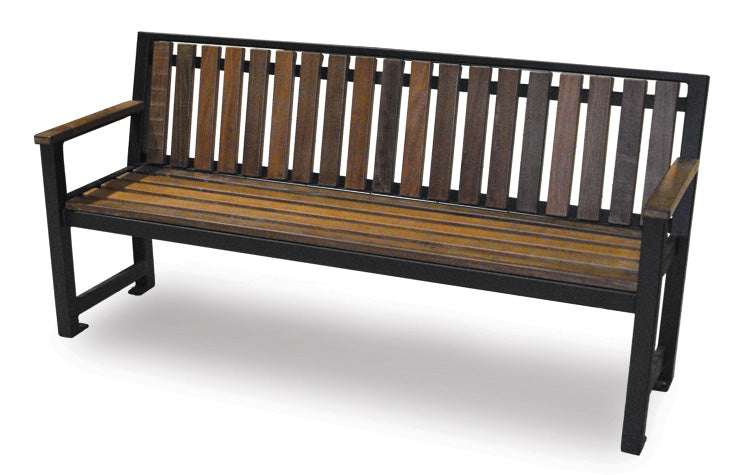 Park Bench Steel Frame & Wood Slats Seating | Model MB203-Taimco