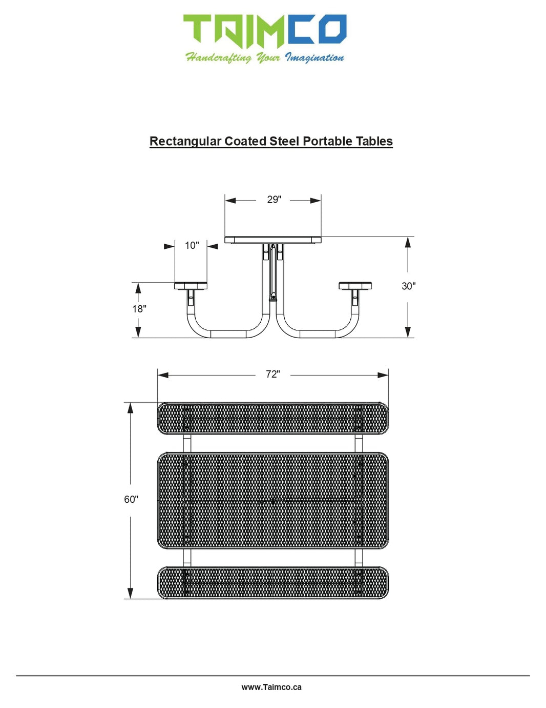 Picnic Table with expanded Metal surfaces | Model PT196-Taimco