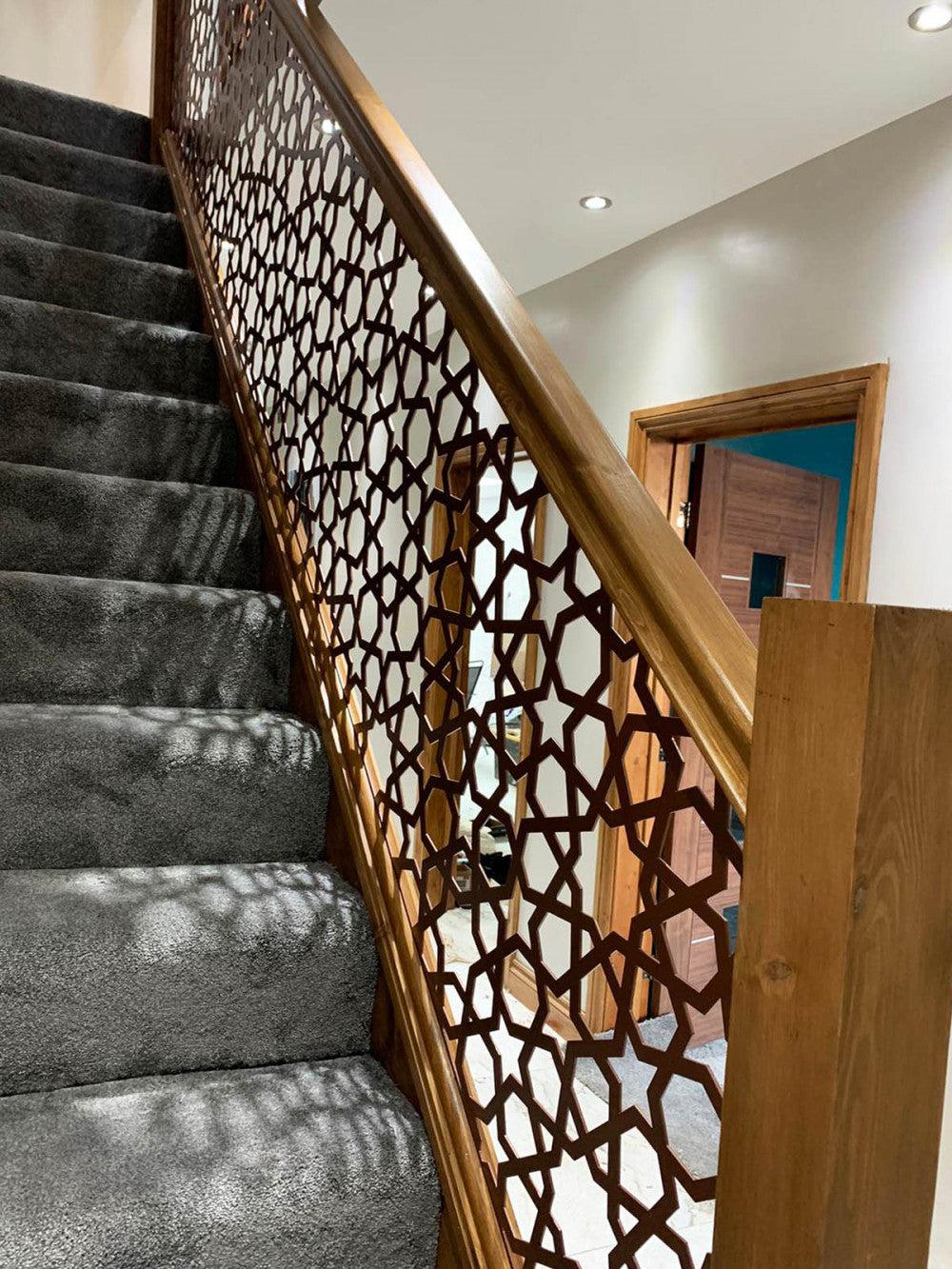 Cut Out Start Railing Plasma Cut Metal Stair Railing Panel - Hand Railing | Decorative Moder