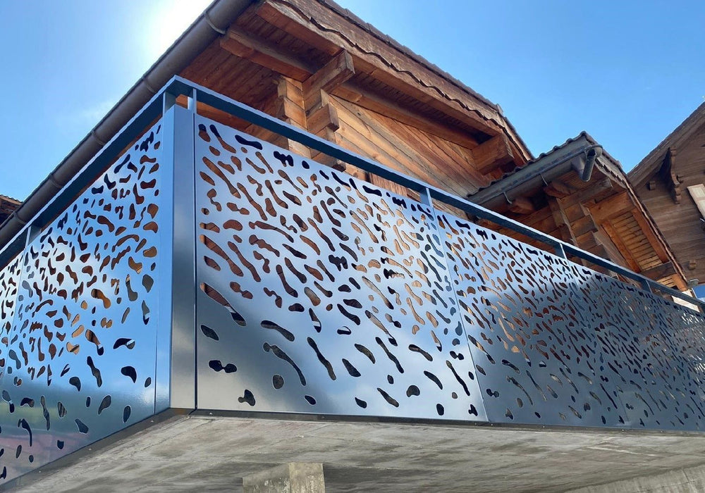 Plasma Cut Mild Steel Apartments Balcony Panels | Railing decorative Balcony Panels | Plasma Modern Design Panels | Made In Canada | Model # DRP989-Taimco