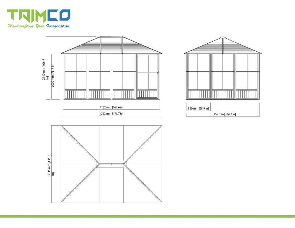 Rectangular Sunroom Solarium House 10' x 14' - Garden House – Model # SUNR4354-Taimco