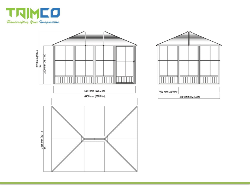 Rectangular Sunroom Solarium House 10' x 17' - Garden House – Model # SUNR4356-Taimco