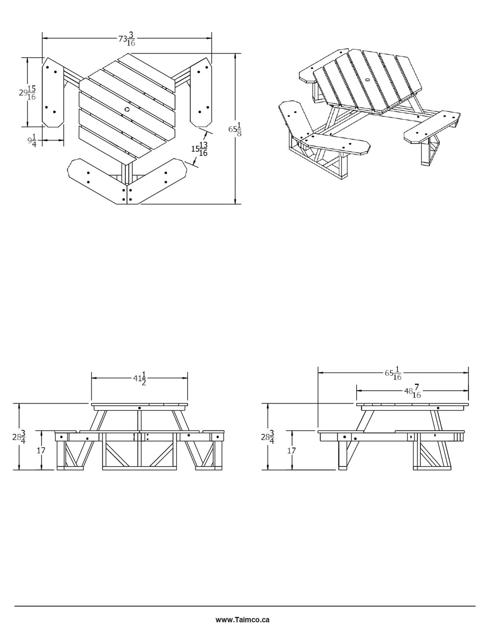 Recycled Plastic Top Accessible Picnic Tables | Picnic Table & Seat | Model ADAPT227-Taimco