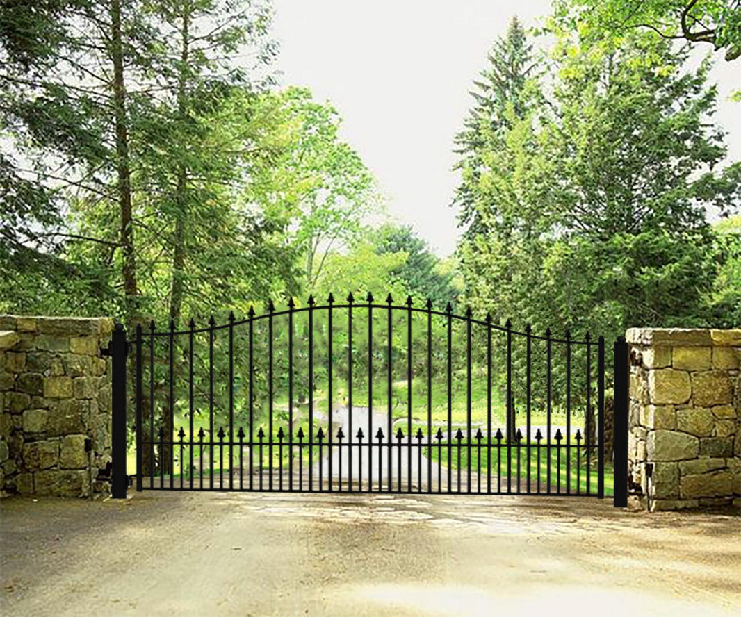 Somerton Wrought iron Gates – Dual Swing Driveway Gate | Classic Fence Design Entry Gate | Made in Canada – Model # 1430-Taimco