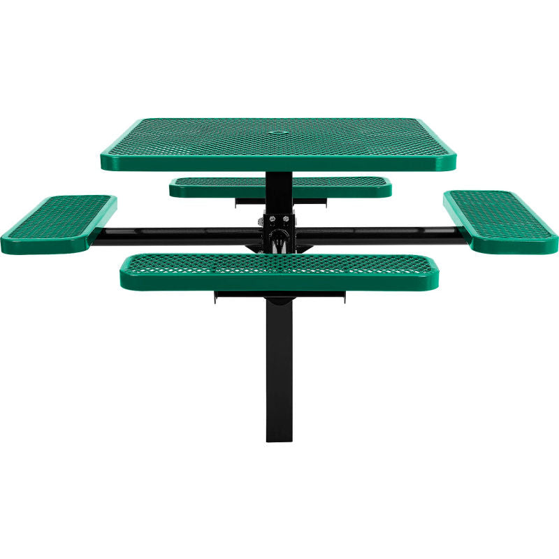 Square Picnic Table In Ground Mount Expanded Metal | Picnic Table & Seat | Model PT194-Taimco