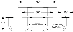 Square Picnic Table Surface Mount Expanded Metal | Picnic Table & Seat | Model PT197-Taimco