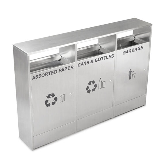 Stainless Steel Three and Two Compartment Recycle Bin | Model WR213-Taimco