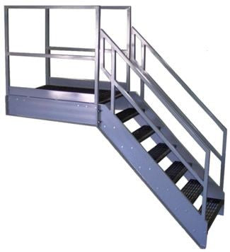 Stairway Prefab with Guard, Handrail and Horizontal extension - 45 Degrees incline - Made in Canada - Model # SL1490-Taimco