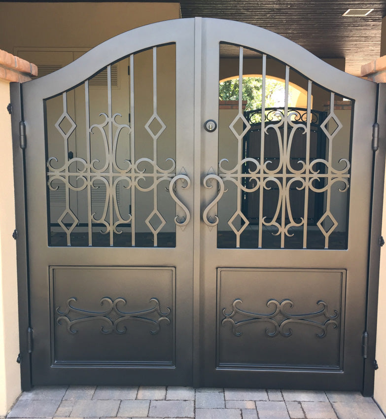 Stunning Crisscross Design Metal Back Yard Gate | Custom Fabrication Wrought Iron Yard Side Gate | Made in Canada – Model # 344-Taimco