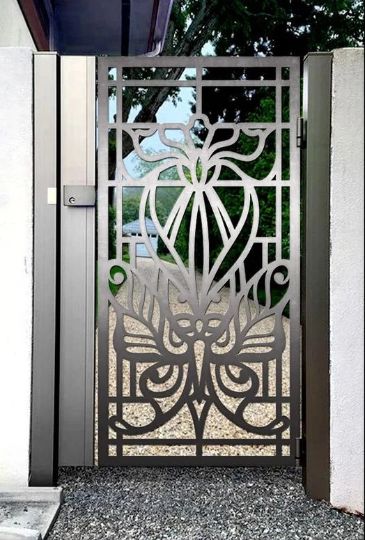 Stunning Laser Cut Artistic Butterfly Design Metal Garden Gate | Modern Fabrication Metal Yard Gate| Made in Canada – Model # 775-Taimco