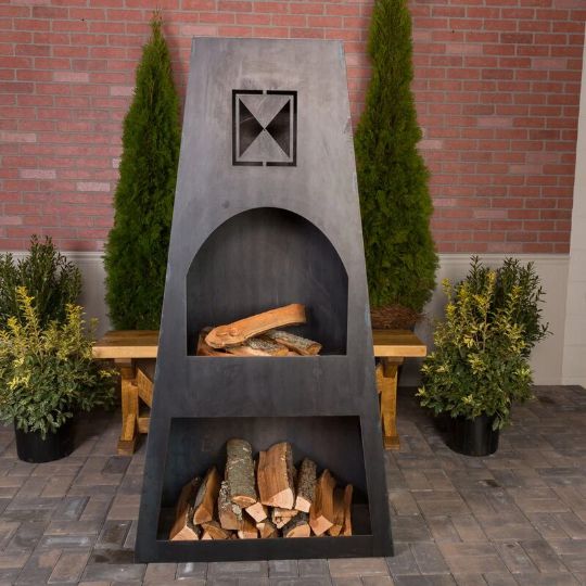 Stunning Trapezoid Design Fire Wood Log Holder | Fire Pit Wood Rack for Indoor &amp; Outdoor Wood Storage | Made in Canada – # WBFP631-Taimco