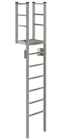 Tubular Rail Low Parapet Access Ladder with Walk Through Rail With Platform | Model # SL1477-Taimco