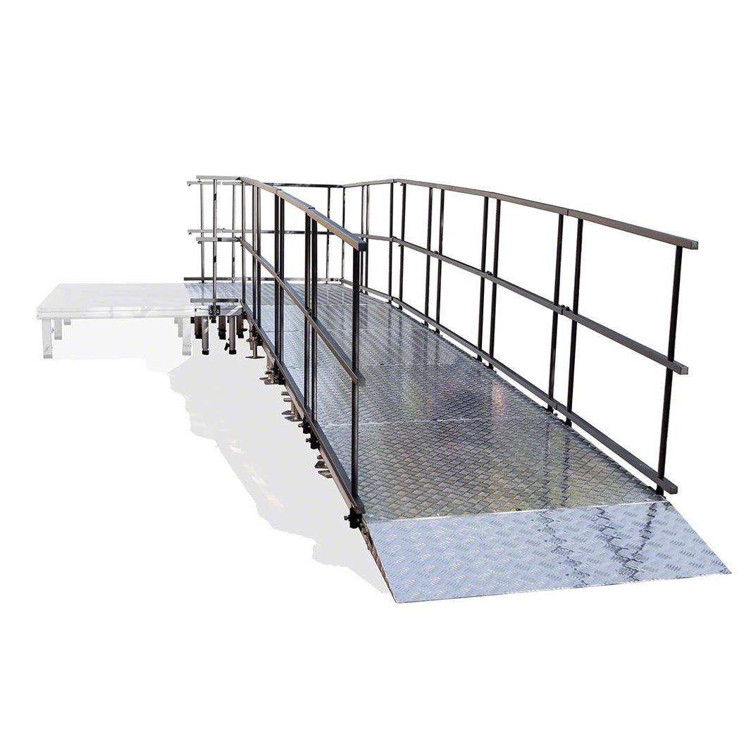 Universal Straight ADA Wheelchair Ramp for 16" Height Stages With Landing Model USADASLWCR16-Taimco