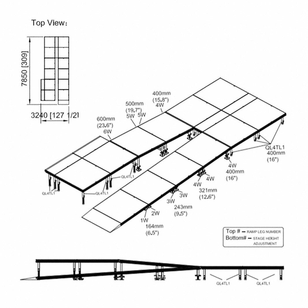 Universal Switchback ADA Wheelchair Ramp with Landing Model USADAWCR24-Taimco