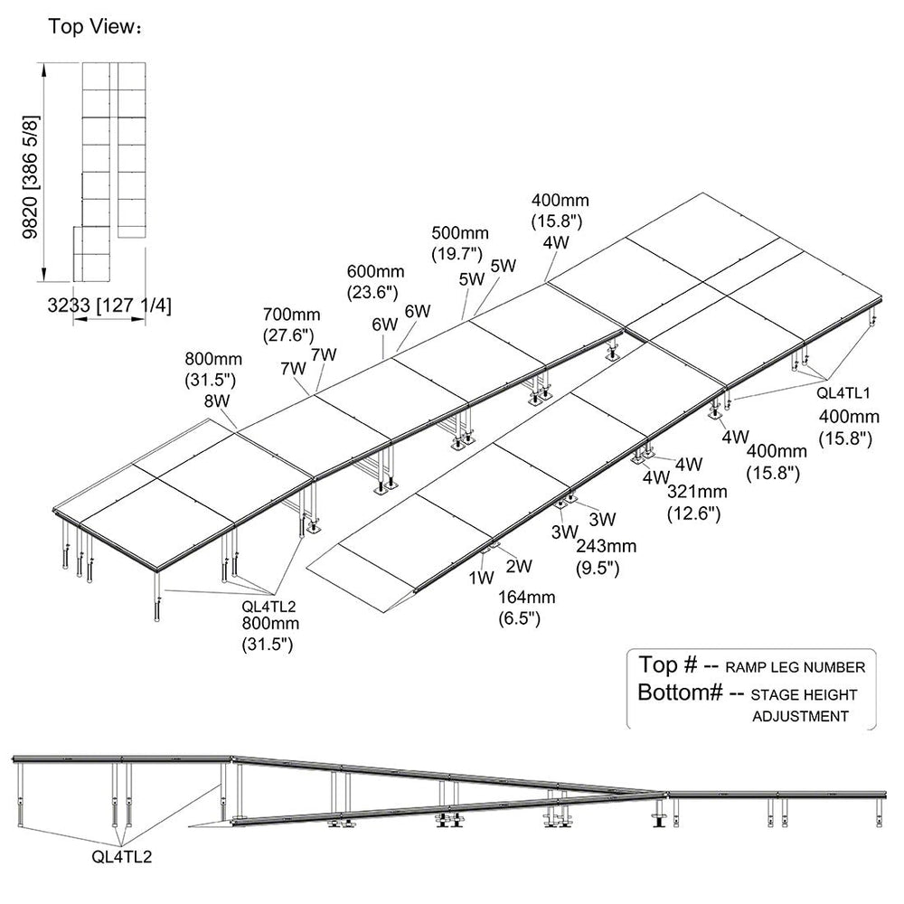 Universal Switchback ADA Wheelchair Ramp with Landing Model USADAWCR32-Taimco