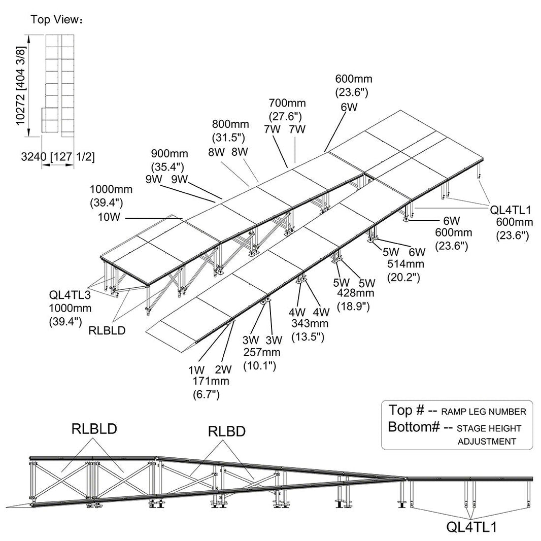 Universal Switchback ADA Wheelchair Ramp with Landing Model USADAWCR40-Taimco