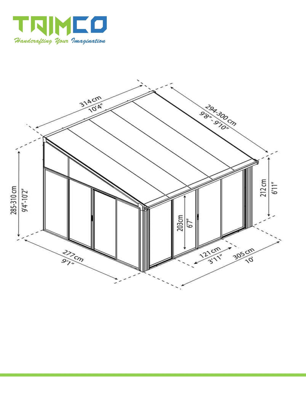 Wall Mounted Sunroom 10' X 10' - Model # SUNR4351-Taimco