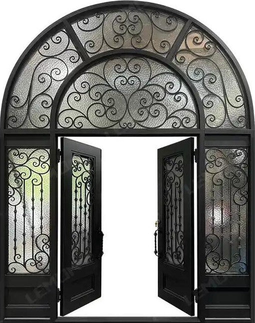 Wrought Iron Double Swing Front Door | Arched Top | Model # IWD 964-Taimco