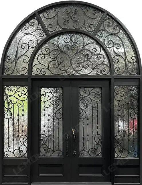 Wrought Iron Double Swing Front Door | Arched Top | Model # IWD 964-Taimco